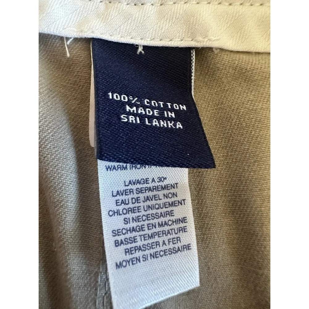 Chaps Casual Dress Pants Mens Beige Tan Khaki Chino Flat Front Cotton 34x32 NICE